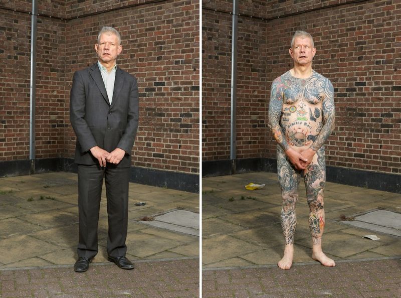 Татуированные люди в одежде и без