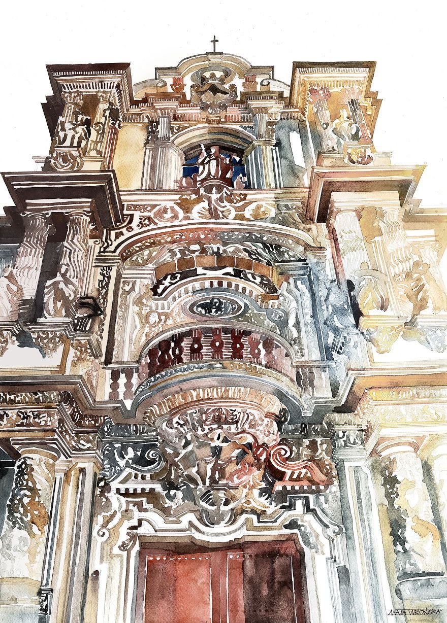 Архитектурные достопримечательности в акварельных рисунках Майи Вронской