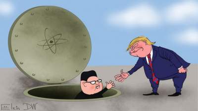 Встречу лидеров США и КНДР высмеяли новой карикатурой