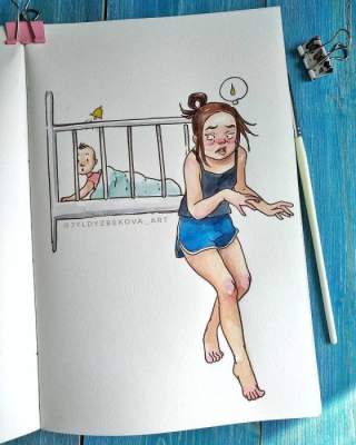 Жизнь молодых мам в ироничных иллюстрациях