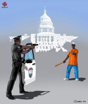 "Истинное лицо": полицейские разных стран в сатирических иллюстрациях