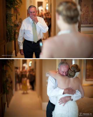 Трогательные моменты: реакция отцов на дочерей в свадебных платьях. Фото