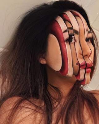 Визажист превращает свое лицо в полотно для сюрреалистичных картин. Фото