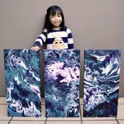 "Космические" картины 5-летней художницы поразили мир. Фото