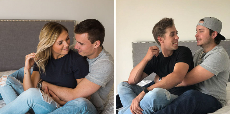 Друзья воссоздали фотографии влюблённой пары смешным образом