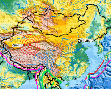 В Китае произошло землетрясение 
