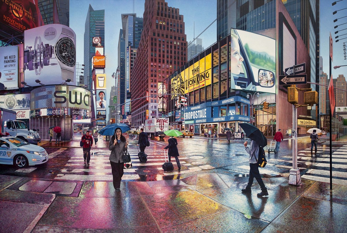 Британский художник пишет трехметровые картины с улицами Нью-Йорка