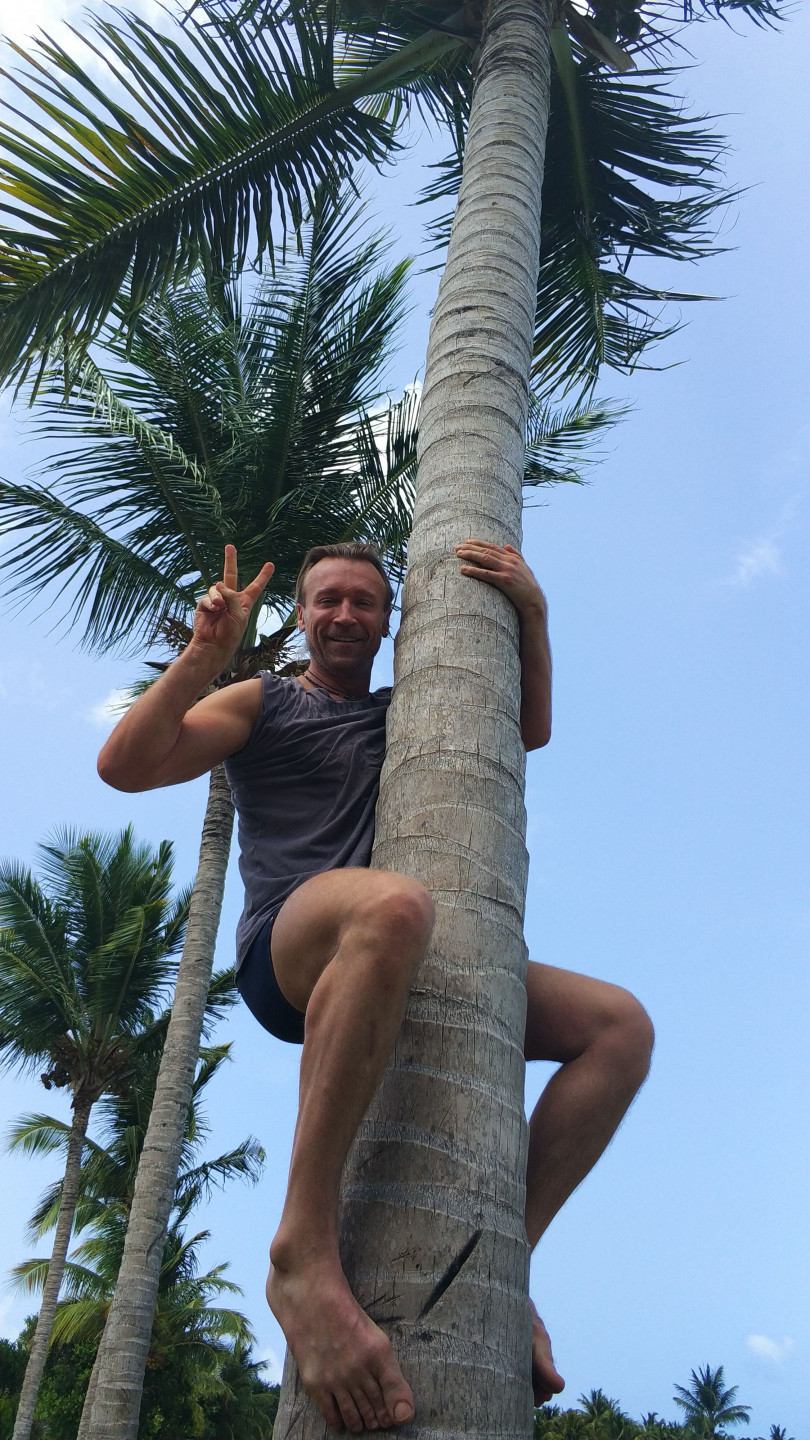 Олег Винник сидит на пальме