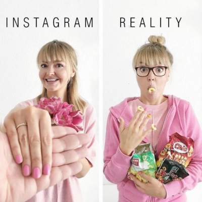 Девушка забавно потроллила идеальные снимки в Instagram