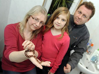 Файона Таллоч со змеей, дочерью и Джоном Лэнгтоном