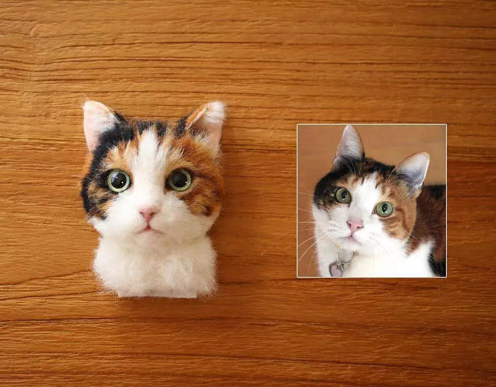 Реалистичные 3D-портреты кошек из шерсти