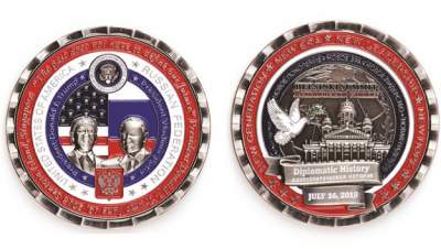 Прикол дня: к саммиту Трампа и Путина выпустили монету с тремя ошибками