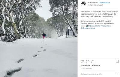 Снегопады в Австралии во впечатляющих снимках. Фото