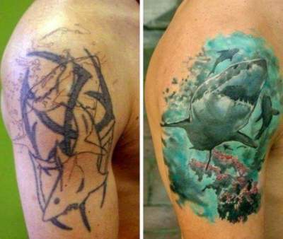 Наглядные примеры исправления неудачных татуировок. Фото