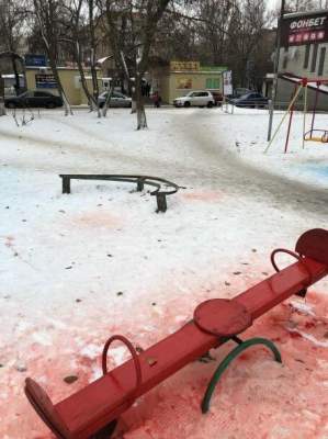 В России коммунальщики умудрились покрасить снег
