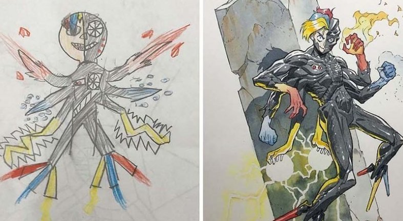 Художник превращает каракули своих сыновей в аниме-персонажей