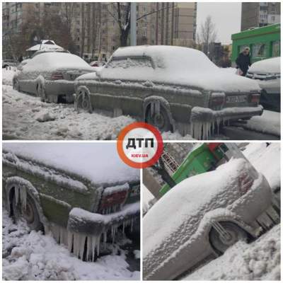 В Сети показали снимки заледеневших авто в Киеве. Фото