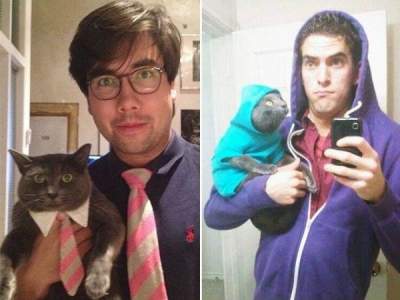 Мужчины делятся прикольными фотками своих котов