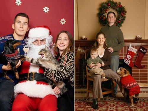 Подборка курьезных семейных рождественских снимков с животными (ФОТО)