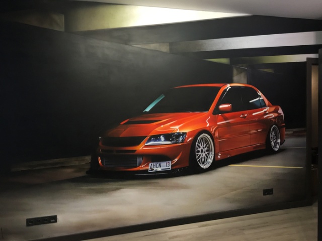 Реалистичный рисунок спорткара Mitsubishi Lancer Evo