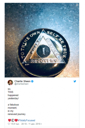 Чарли Шин отметил годовщину отказа от спиртного
