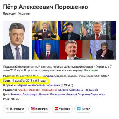 В России распространяют фейк о "смерти" Порошенко