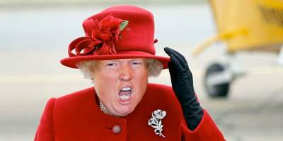Дональд Трамп в образе королевы Елизаветы II. Фото