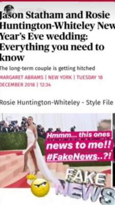 Роузи Хантингтон-Уайтли отреагировала на слухи о свадьбе со Стэтхэмом