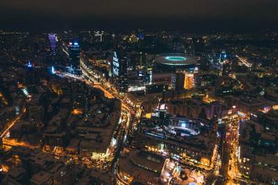 Заснеженный Киев с высоты птичьего полета. Фото