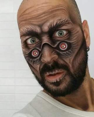  Художник создает 3D иллюзии прямо у себя на лице. Фото