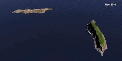Новый остров, появившийся после извержения вулкана. Фото