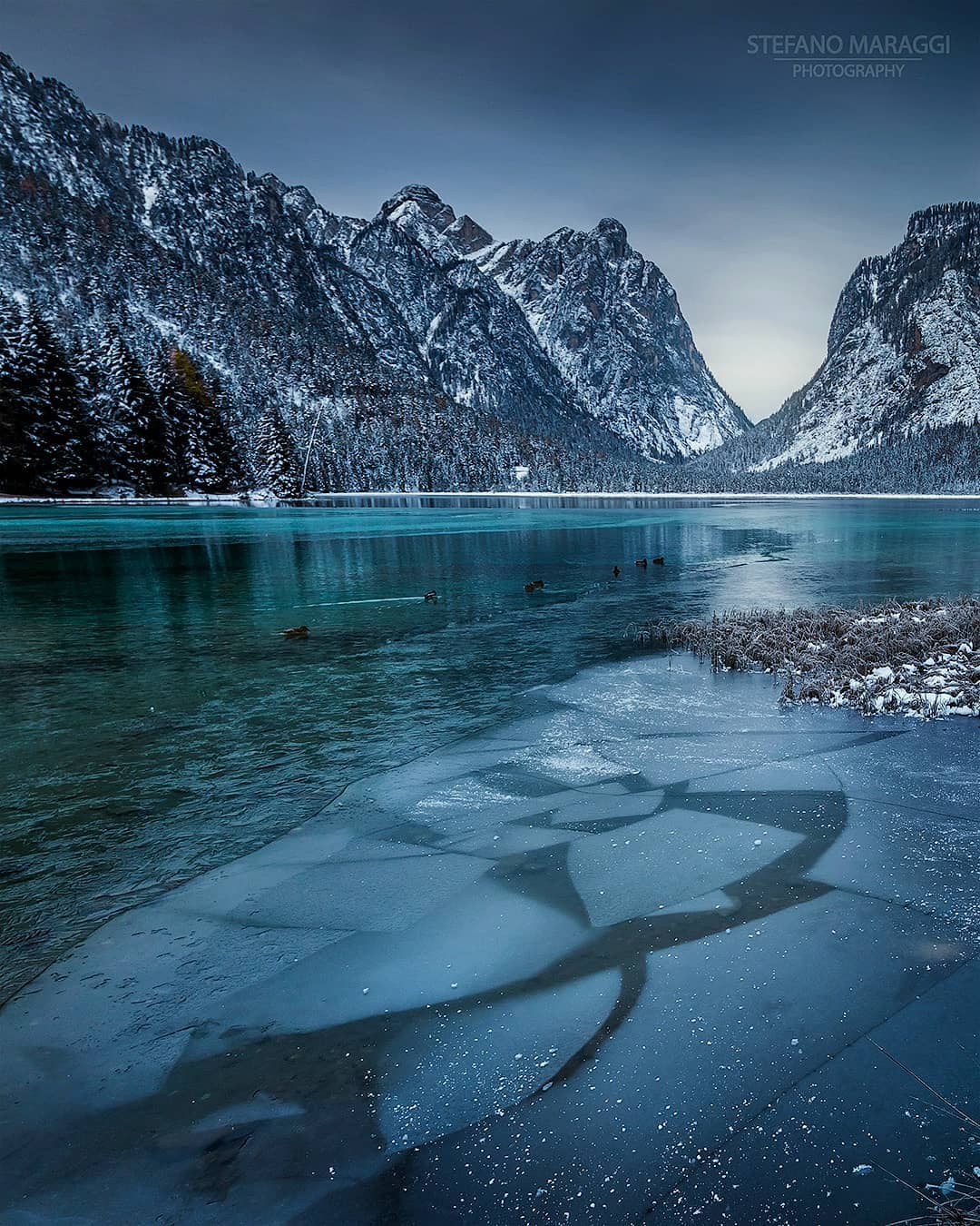 Великолепные зимние пейзажи в Доломитовых Альпах от Стефано Мараджи