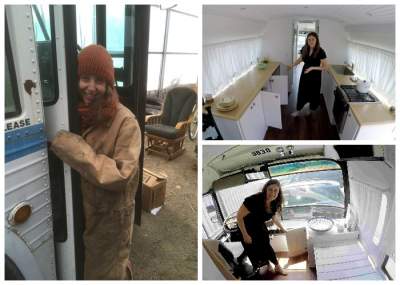 Американка превратила старый автобус в эко-дом. Фото