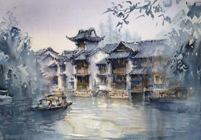Китайский художник показал красоту разных городов в акварелях. Фото