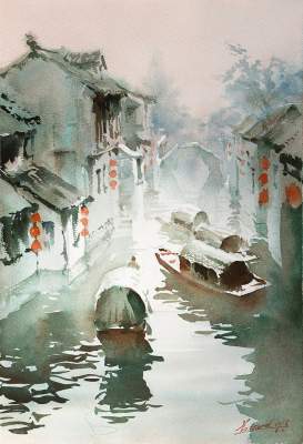 Китайский художник показал красоту разных городов в акварелях. Фото