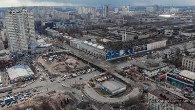 Снос Шулявского моста в снимках, сделанных с высоты птичьего полета. Фото