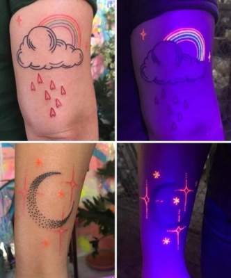 Необычные татуировки, меняющиеся при ультрафиолете. Фото