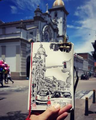 Красивые зарисовки в блокноте колумбийского архитектора. Фото