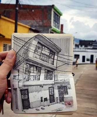 Красивые зарисовки в блокноте колумбийского архитектора. Фото