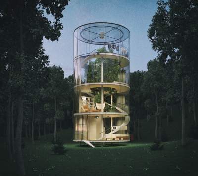 Уникальный лесной дом, построенный вокруг дерева. Фото