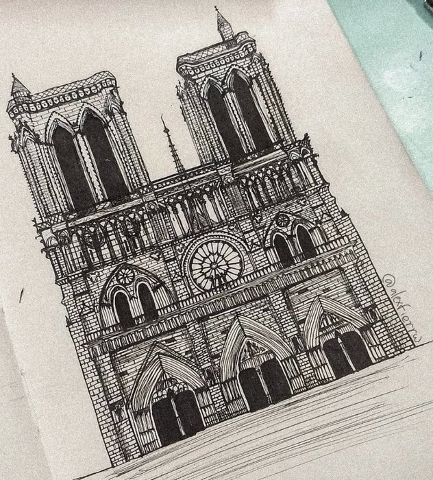 Художники со всего мира рисуют собор Парижской Богоматери. ФОТО