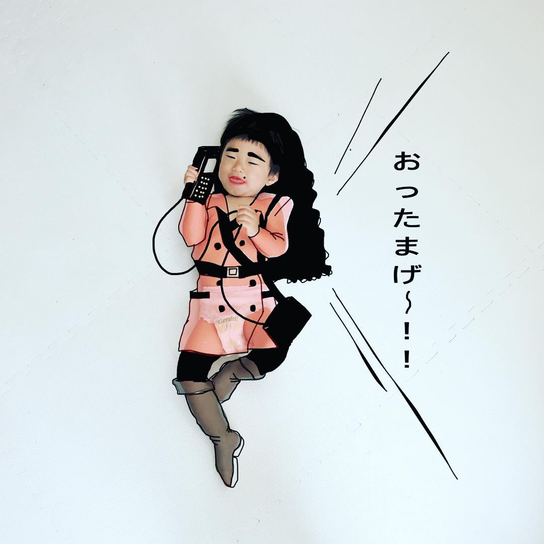 Папа из Японии вписывает своих детей в сюрреалистические иллюстрации