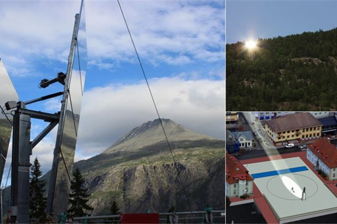 Норвежский город будут освещать гигантские зеркала