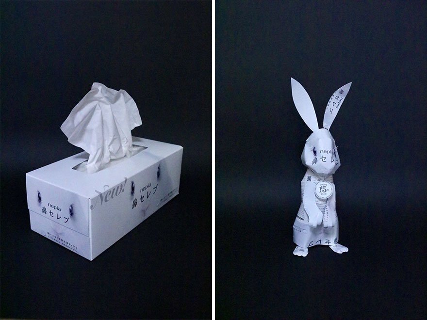 Японец создает произведения искусства из упаковок от продуктов
