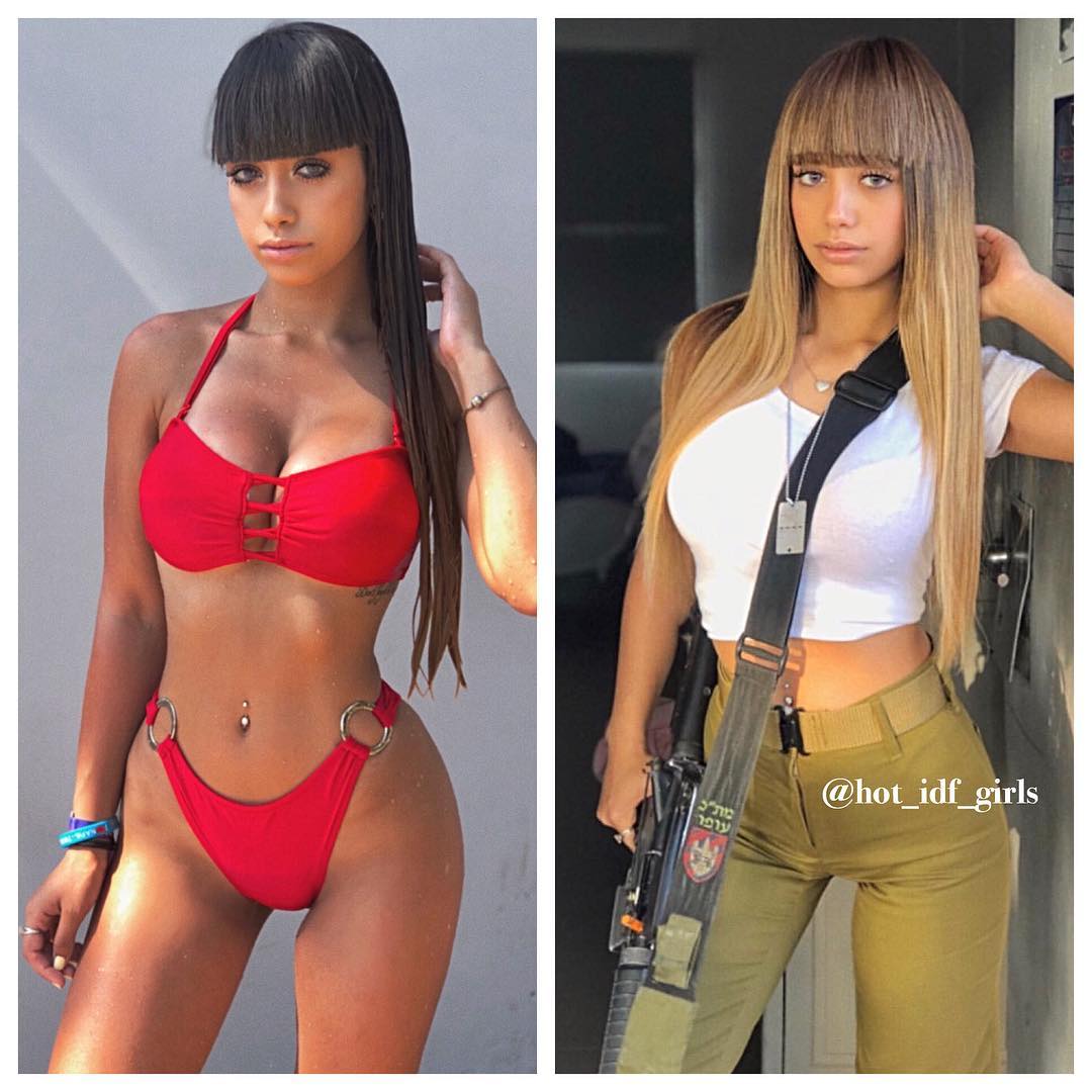 Девушки-военнослужащие израильской армии в форме и без неё