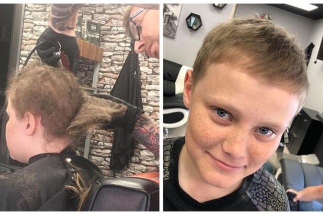 Подросток, который 10 лет не стриг волосы, напугал парикмахера. ФОТО