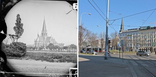 Архивные снимки Вены прошлого века и фото современной столицы