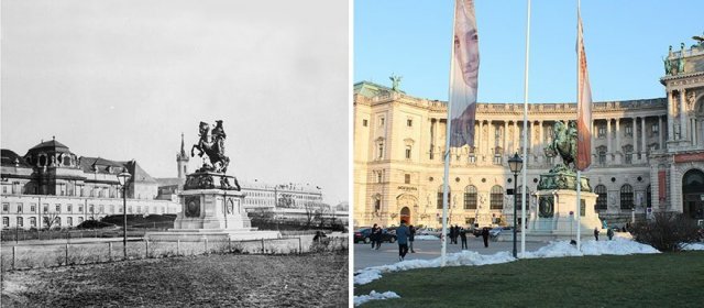 Архивные снимки Вены прошлого века и фото современной столицы