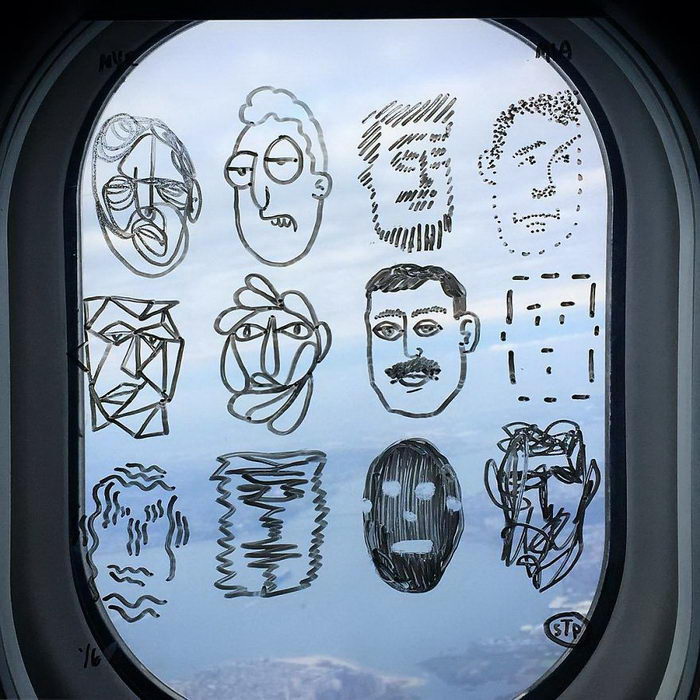 Рисунки на иллюминаторах самолетов Stephen Palladino