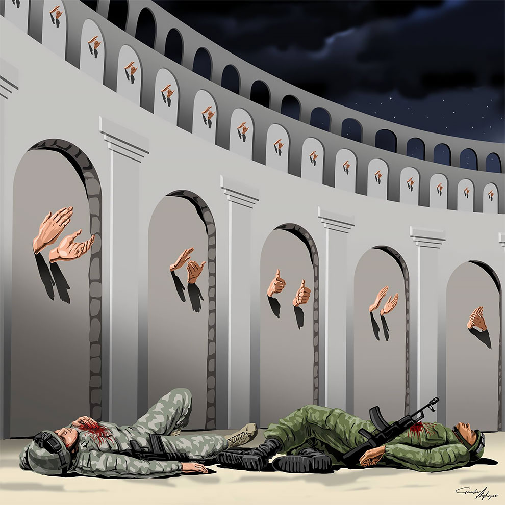 Злободневные карикатуры азербайджанского художника. ФОТО